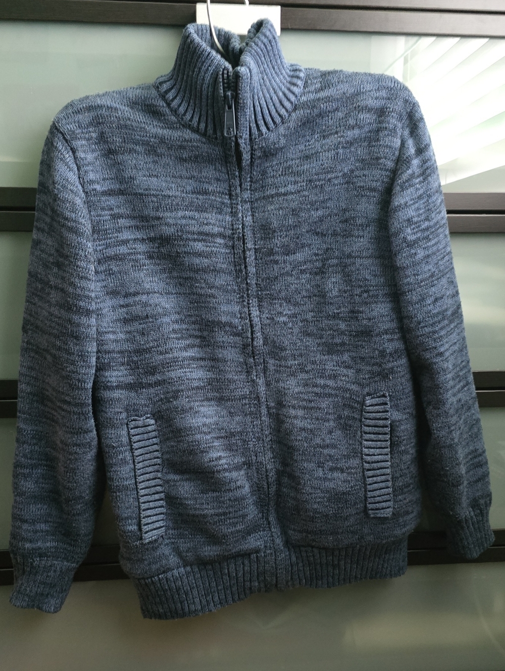 Boston Traders Kid’s Zip-Up Knit Sweater Jacket - Heather Blue